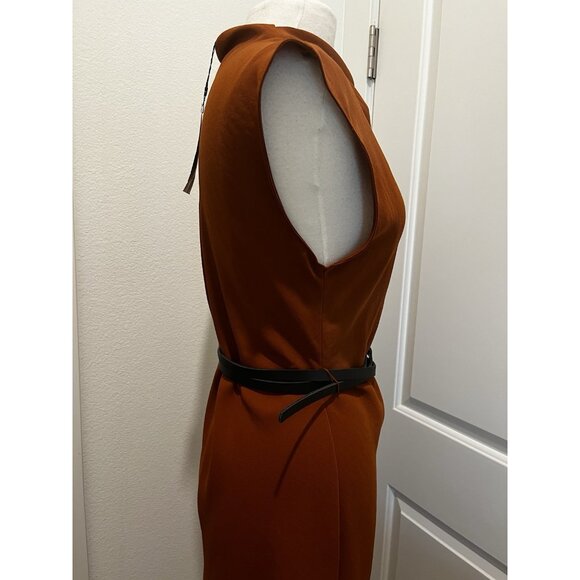 ZARA ZW COLLECTION Belted Midi Dress Size Large Sleeveless New side pleat - Picture 5 of 9